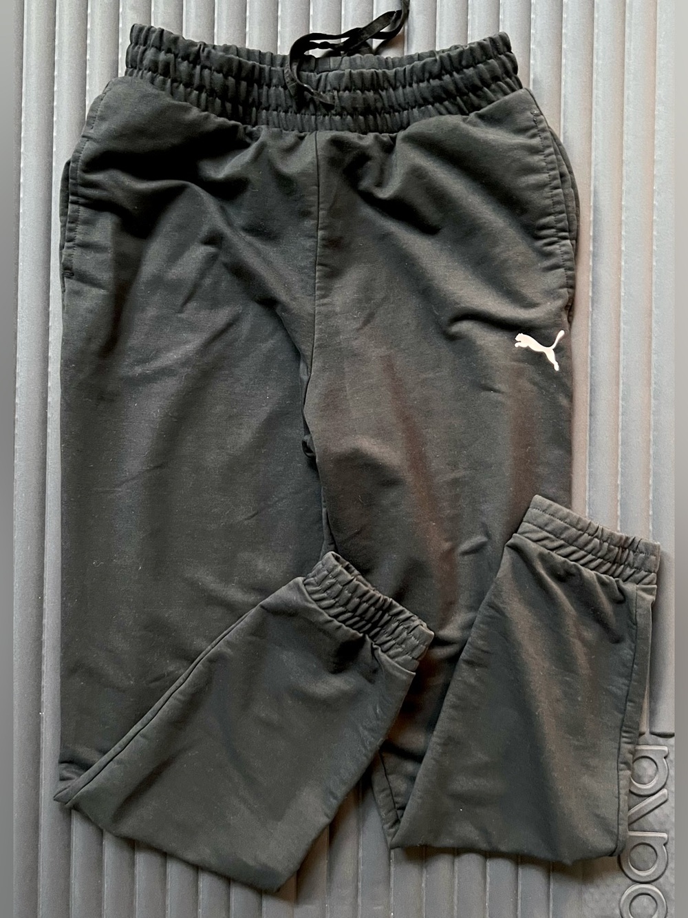 Puma Black Jogger Sweatpants with White Logo Sz XS